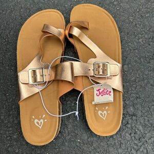 Justice Metallic Sandals with Buckle